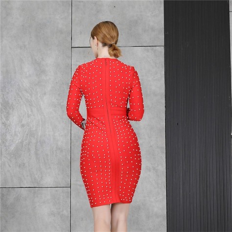 L567 Custom Made to order Cotton Blend Jersey Mock Neck Beaded Stretch Bodycon Dress New Regular Size XS S M L XL & Plus size 1x-10x (SZ16-52)