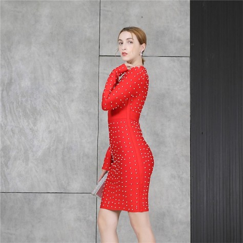 L567 Custom Made to order Cotton Blend Jersey Mock Neck Beaded Stretch Bodycon Dress New Regular Size XS S M L XL & Plus size 1x-10x (SZ16-52)