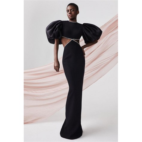 L571 Custom Made to order Cotton Blend Jersey Sexy Beaded Cut Out Backless Bow Ball Gown Regular Size XS S M L XL & Plus size 1x-10x (SZ16-52)