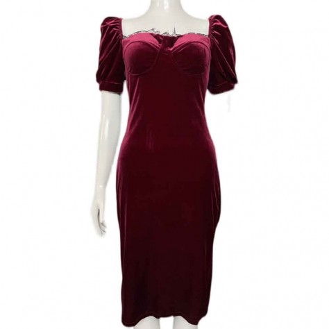 L576 Custom Made to order Velvet Sweetheart Neck Stretch Velvet Wrap Dress Regular Size XS S M L XL & Plus size 1x-10x (SZ16-52)