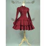 L59 Spandex Cotton Poplin Lolita Casual Military Uniform Tiered Dress Regular Size XS S M L XL & Plus size 1x-10x (SZ16-52)