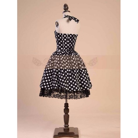 L60 Polyester&Lace Lolita Lolita Polka Dot  Halter Neck Gown Prom Dress Regular Size XS S M L XL & Plus size 1x-10x (SZ16-52)