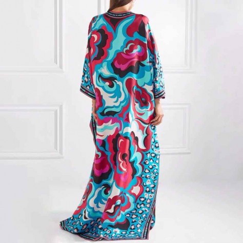 L603 Custom Made to order Satin Raglan Sleeve Oversized Print Dress Regular Size XS S M L XL & Plus size 1x-10x (SZ16-52)