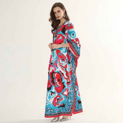 L603 Custom Made to order Satin Raglan Sleeve Oversized Print Dress Regular Size XS S M L XL & Plus size 1x-10x (SZ16-52)