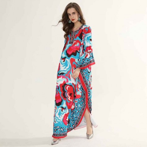 L603 Custom Made to order Satin Raglan Sleeve Oversized Print Dress Regular Size XS S M L XL & Plus size 1x-10x (SZ16-52)