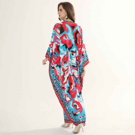 L603 Custom Made to order Satin Raglan Sleeve Oversized Print Dress Regular Size XS S M L XL & Plus size 1x-10x (SZ16-52)