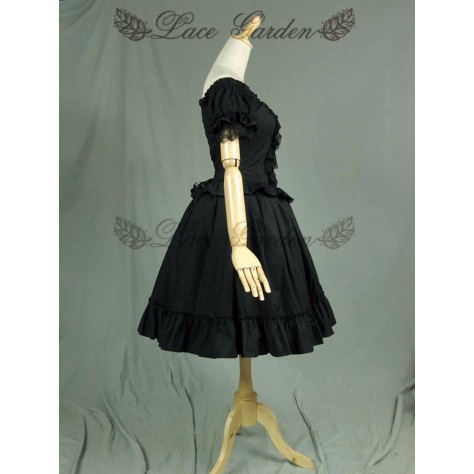 L61 Spandex Cotton Poplin Lolita Off The Shoulder Ruffled Party Dress Regular Size XS S M L XL & Plus size 1x-10x (SZ16-52)