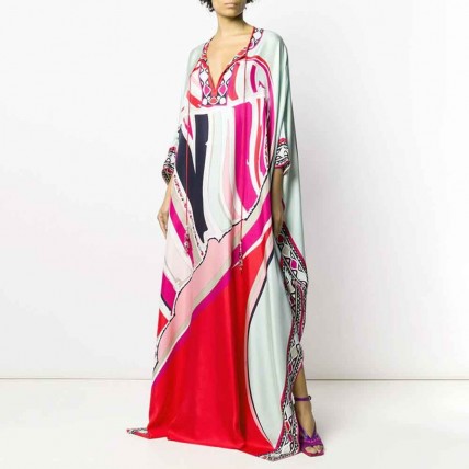 L614 Custom Made to order Satin Keyhole Neck  Side Slit Floral Maxi Dress Regular Size XS S M L XL & Plus size 1x-10x (SZ16-52)