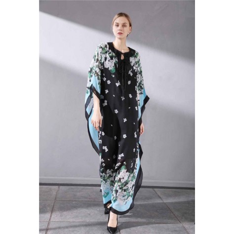 L630 Custom Made to order Chiffon Keyhole Neck Oversized printed Dress Regular Size XS S M L XL & Plus size 1x-10x (SZ16-52)