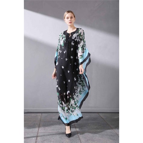 L630 Custom Made to order Chiffon Keyhole Neck Oversized printed Dress Regular Size XS S M L XL & Plus size 1x-10x (SZ16-52)