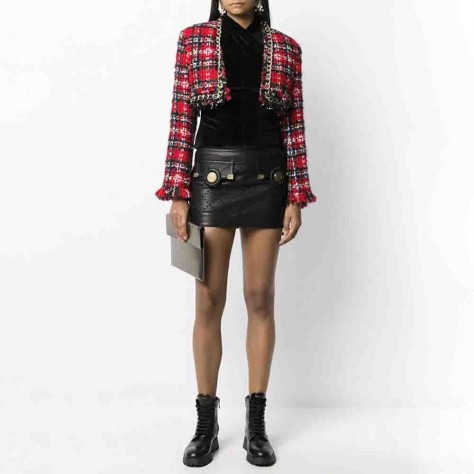 L634 Custom Made to order Tweeds Womens Coat Plaid Red & Black Plaid Regular Size XS S M L XL & Plus size 1x-10x (SZ16-52)