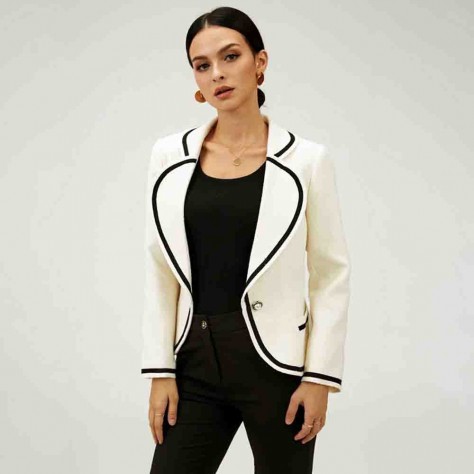 L639 Custom Made to order Wool Blend Women's Lapel Blazer Short Coat Regular Size XS S M L XL & Plus size 1x-10x (SZ16-52)