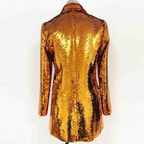 L642 Custom Made to order Polyester Women Long sleeve Sequin Fashion Blazer Coat Regular Size XS S M L XL & Plus size 1x-10x (SZ16-52)