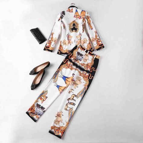 L648 Custom Made to order Polyester Long Sleeve Print Tapered Pants Jacket Suit Regular Size XS S M L XL & Plus size 1x-10x (SZ16-52)