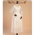 L65 Lace Long Sleeve Lolita A line Lace Cocktail Dress Regular Size XS S M L XL & Plus size 1x-10x (SZ16-52)