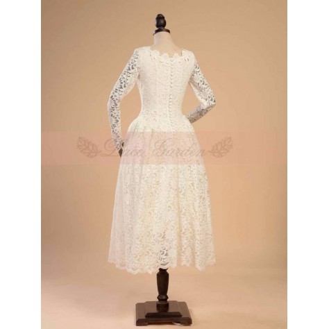 L65 Lace Long Sleeve Lolita A line Lace Cocktail Dress Regular Size XS S M L XL & Plus size 1x-10x (SZ16-52)