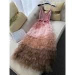 L653 Custom Made to order Tulle V-Neck Layered Party Cocktail Slip Dress Regular Size XS S M L XL & Plus size 1x-10x (SZ16-52)