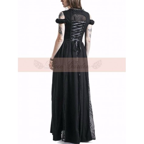 L67 Spandex Cotton Poplin&Lace Cold-Shoulder Floor-length cocktail Dress Regular Size XS S M L XL & Plus size 1x-10x (SZ16-52)