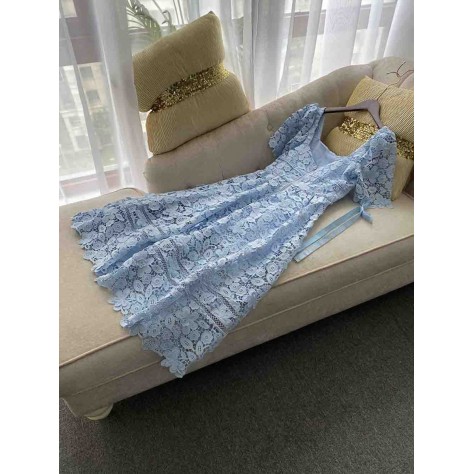 L670 Custom Made to order Lace Women's Square Neck A-Line Lace Party Dress Regular Size XS S M L XL & Plus size 1x-10x (SZ16-52)