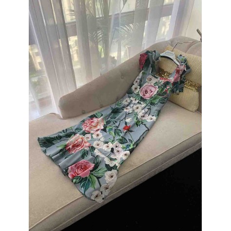 L672 Custom Made to order Chiffon Vintage Square Neck Floral Slip Dress Party Regular Size XS S M L XL & Plus size 1x-10x (SZ16-52)