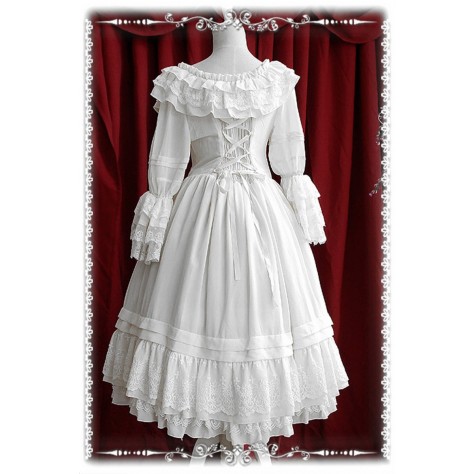 L7 Chiffon Tiered Ruffle Vintage Lolita Prom Dress Regular Size XS S M L XL & Plus size 1x-10x (SZ16-52)