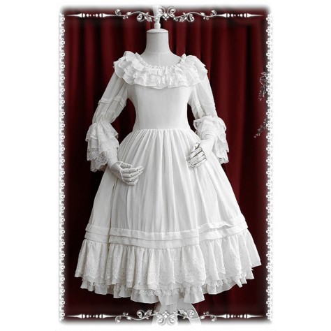 L7 Chiffon Tiered Ruffle Vintage Lolita Prom Dress Regular Size XS S M L XL & Plus size 1x-10x (SZ16-52)