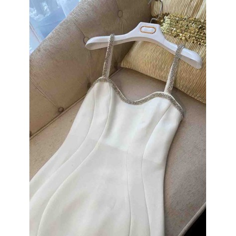 L704 Custom Made to order Cotton blend spandex Women's Beaded A-Line Mini Party Slip Dress Regular Size XS S M L XL & Plus size 1x-10x (SZ16-52)