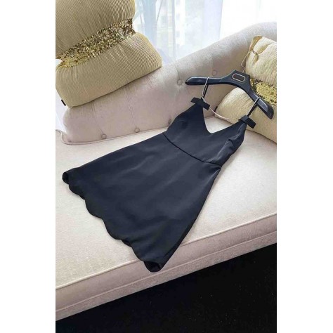 L706 Custom Made to order Cotton blend spandex V-Neck High Waist A-Line Short Slip Dress Regular Size XS S M L XL & Plus size 1x-10x (SZ16-52)