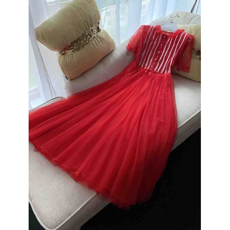 L707 Custom Made to order Tulle Women's Lightweight Mesh A-Line Long Dress Regular Size XS S M L XL & Plus size 1x-10x (SZ16-52)