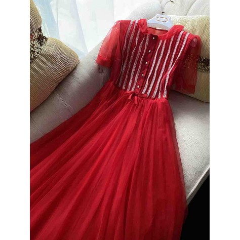 L707 Custom Made to order Tulle Women's Lightweight Mesh A-Line Long Dress Regular Size XS S M L XL & Plus size 1x-10x (SZ16-52)