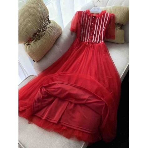 L707 Custom Made to order Tulle Women's Lightweight Mesh A-Line Long Dress Regular Size XS S M L XL & Plus size 1x-10x (SZ16-52)