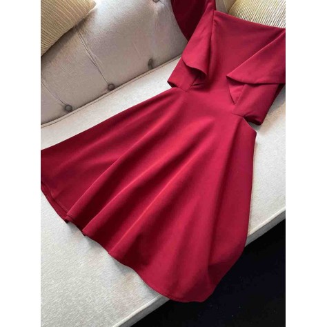 L714 Custom Made to order Cotton blend spandex Square Neck Ruffle A-Line Mini Cut Out Dress Regular Size XS S M L XL & Plus size 1x-10x (SZ16-52)