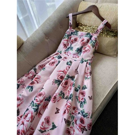 L721 Custom Made to order Polyester High Waist Big Swing A-Line Floral Dress Regular Size XS S M L XL & Plus size 1x-10x (SZ16-52)