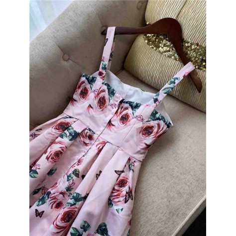 L721 Custom Made to order Polyester High Waist Big Swing A-Line Floral Dress Regular Size XS S M L XL & Plus size 1x-10x (SZ16-52)