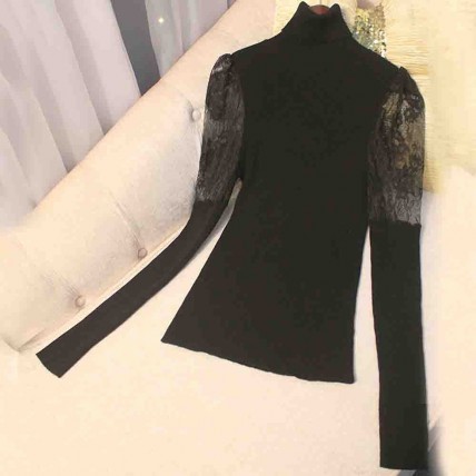L748 Custom Made To Order Cashmere Blend Turtleneck Puff Sleeve Sweater New Regular Size XS S M L XL & Plus size 1x-10x (SZ16-52)