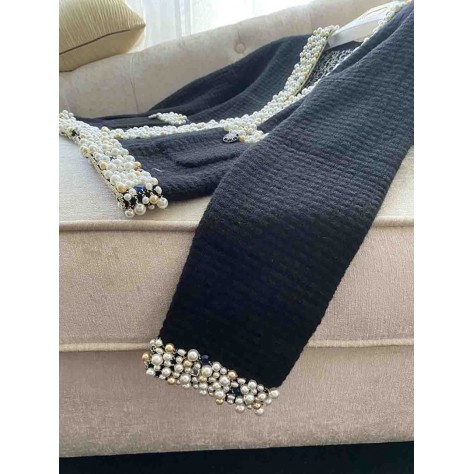 L752 Custom Made To Order Cashmere Blend V-Neck Beaded Trim Cardigan Cashmere Sweater Regular Size XS S M L XL & Plus size 1x-10x (SZ16-52)