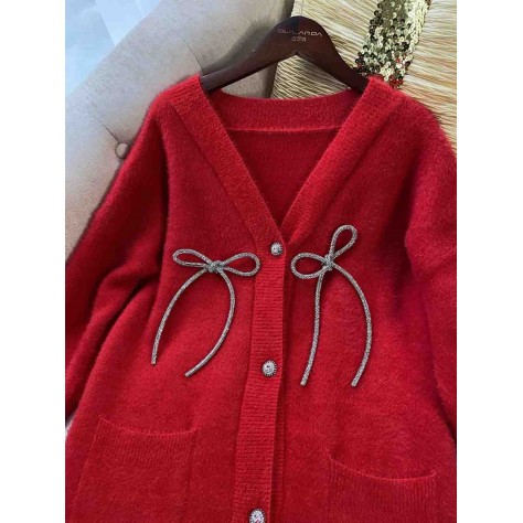 L753 Custom Made To Order Cashmere Blend Women’s V-Neck Cashmere Cardigan Sweater Regular Size XS S M L XL & Plus size 1x-10x (SZ16-52)