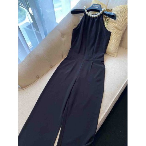L761 Custom Made To Order Polyester Womans Halter Beaded Wide-Leg Jumpsuit New Regular Size XS S M L XL & Plus size 1x-10x (SZ16-52)