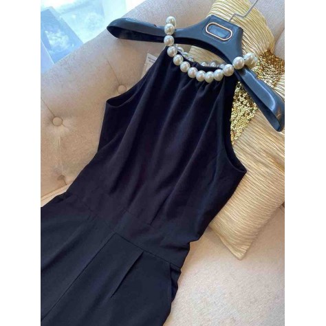 L761 Custom Made To Order Polyester Womans Halter Beaded Wide-Leg Jumpsuit New Regular Size XS S M L XL & Plus size 1x-10x (SZ16-52)