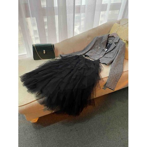 L765 Custom Made To Order Tulle Women's Pull-On Long Ruffled Skirt Regular Size XS S M L XL & Plus size 1x-10x (SZ16-52)