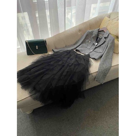 L765 Custom Made To Order Tulle Women's Pull-On Long Ruffled Skirt Regular Size XS S M L XL & Plus size 1x-10x (SZ16-52)