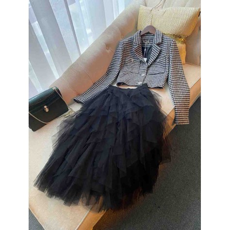 L765 Custom Made To Order Tulle Women's Pull-On Long Ruffled Skirt Regular Size XS S M L XL & Plus size 1x-10x (SZ16-52)