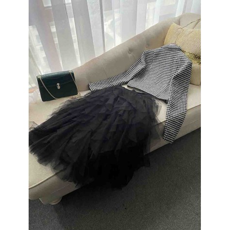 L765 Custom Made To Order Tulle Women's Pull-On Long Ruffled Skirt Regular Size XS S M L XL & Plus size 1x-10x (SZ16-52)