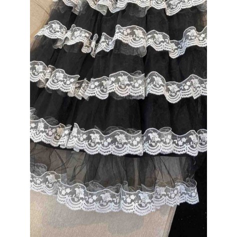 L766 Custom Made To Order Tulle Layered Ruffle Lace Embroidered A-Line Skirt Regular Size XS S M L XL & Plus size 1x-10x (SZ16-52)