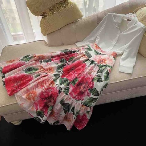 L767 Custom Made To Order Chiffon Women's Layered Swing Long Floral Skirt New Regular Size XS S M L XL & Plus size 1x-10x (SZ16-52)