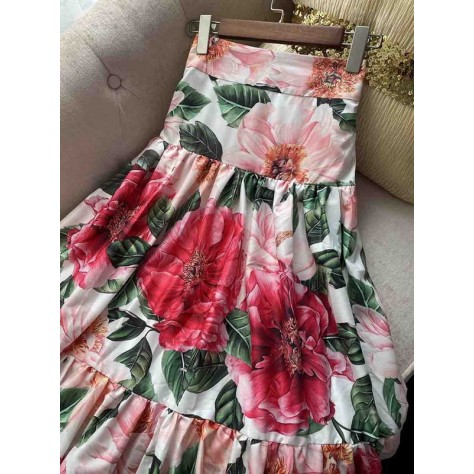 L767 Custom Made To Order Chiffon Women's Layered Swing Long Floral Skirt New Regular Size XS S M L XL & Plus size 1x-10x (SZ16-52)