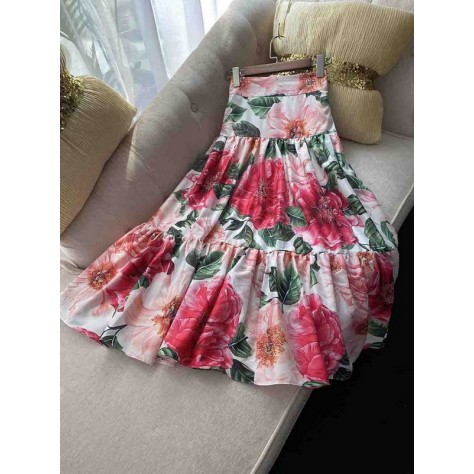 L767 Custom Made To Order Chiffon Women's Layered Swing Long Floral Skirt New Regular Size XS S M L XL & Plus size 1x-10x (SZ16-52)