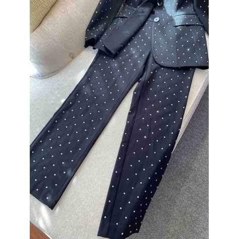 L772 Custom Made to order polyester Polka Dot Single-Breasted Pant Suit Set Regular Size XS S M L XL & Plus size 1x-10x (SZ16-52)