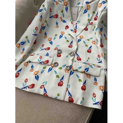 L789 Custom Made to order Polyester Vintage Floral Long Sleeve Blazer Coat New Regular Size XS S M L XL & Plus size 1x-10x (SZ16-52)