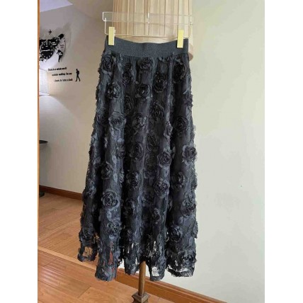 L794 Custom Made to order Polyester Women A-Line Mesh High Waist Long Skirt New Regular Size XS S M L XL & Plus size 1x-10x (SZ16-52)